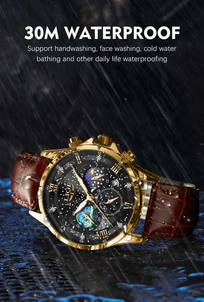 LIGE 2024 Top Luxury Brand Men Genuine Leather Sports Watches Men's Army Military Watch Male Date Quartz Clock Relogio Masculino