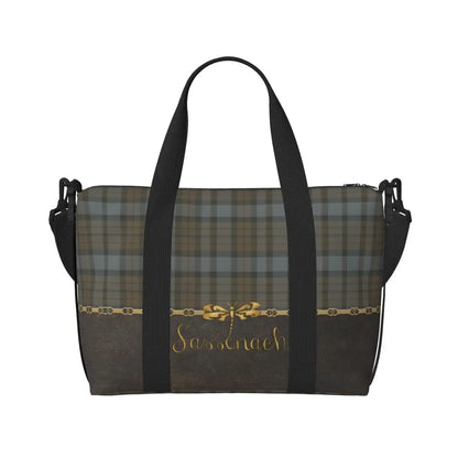 Custom Popular Tartan Plaid Beach Tote Bag for Women Extra Large Gym Carry On Geometric Gingham Check Texture Shopping Bags