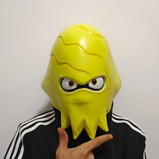 Anime Alien Octopus Head Mask, Funny Photo & Party Prop, Yellow Octopus Mask, Halloween Cosplay & Prank Essential