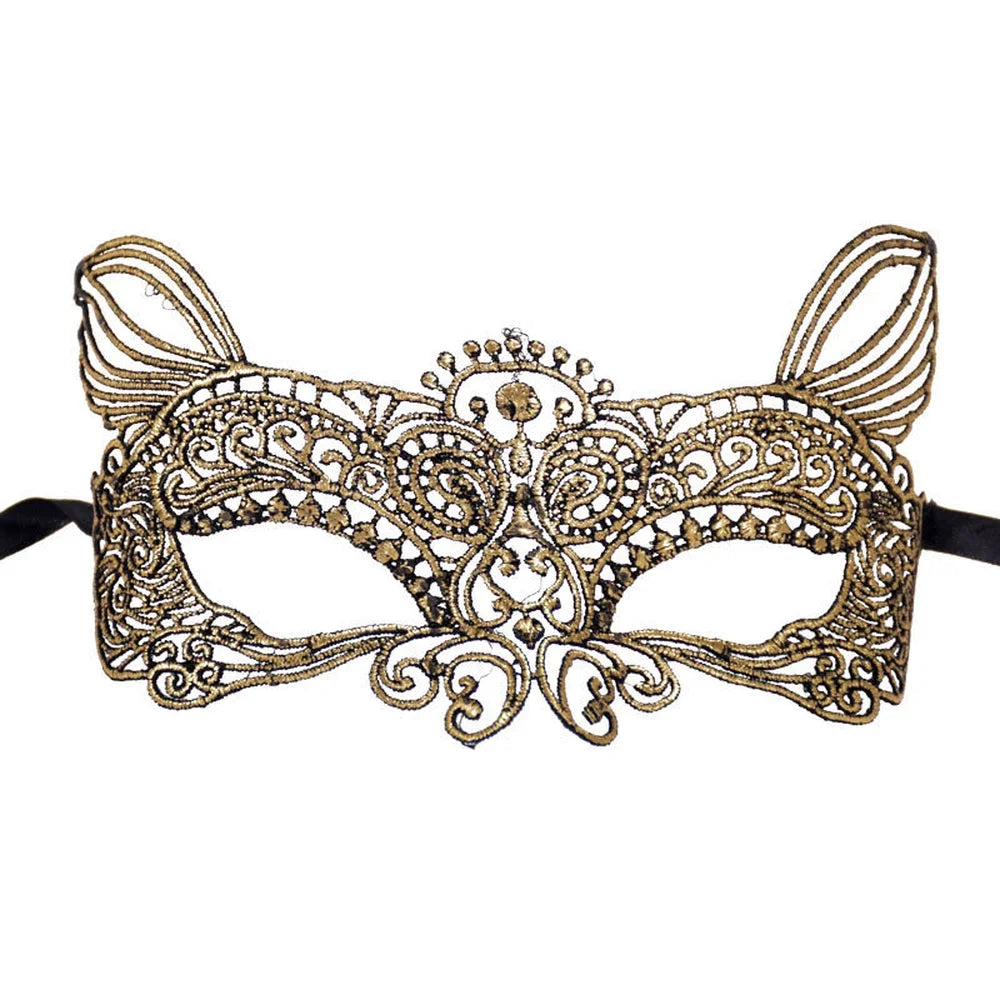 Gold Lace Venetian Cutout Eye Mask Ladies Lace Masquerade Party Masques for Carnival Gras Masque Halloween Masks Prom Supplies