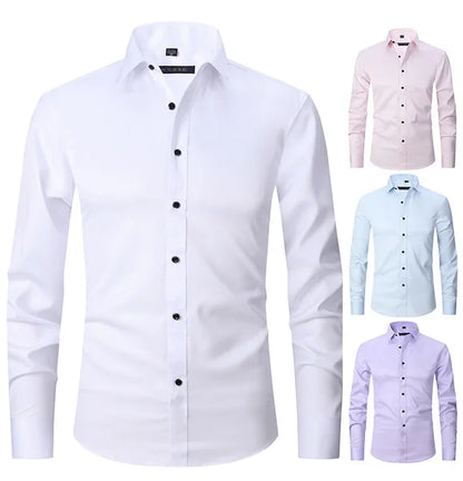 Spring Men's Social Shirt Slim Business Dress Shirts Male Long Sleeve Casual Formal Elegant Shirt Blouses Tops ManBrand Clothe