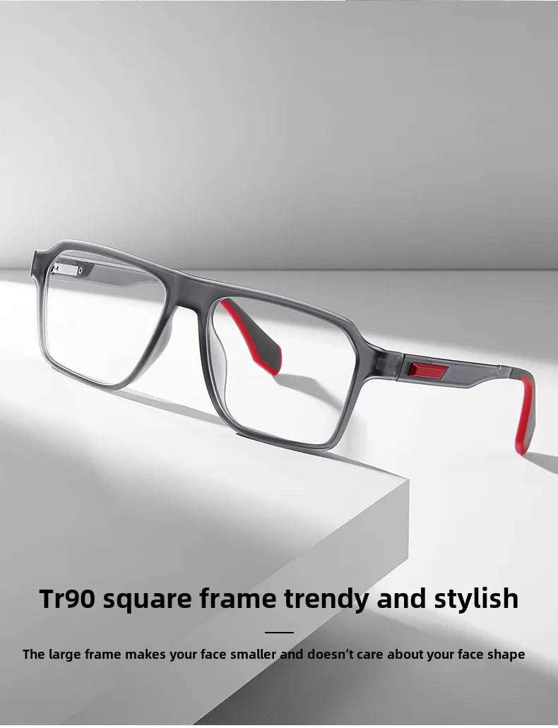 BLMUSA Retro Large Frame Ultralight TR Non-Slip Sports Myopia Glasses Anti Blue Light Prescription Reading Driving Sunglasses