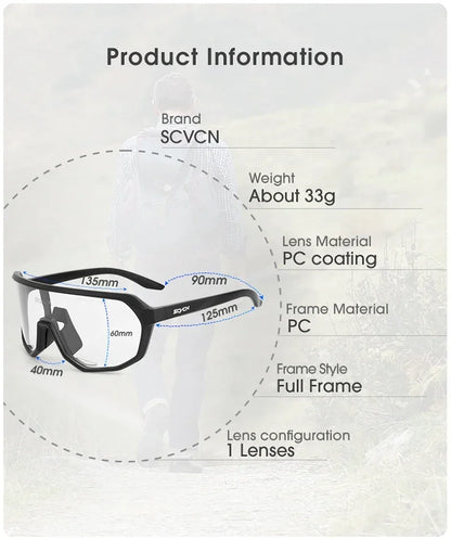SCVCN Photochromic Sports Sunglasses Cycling Glasses UV400 Women Driving for Men Mountain MTB Bike Bicycle Goggles