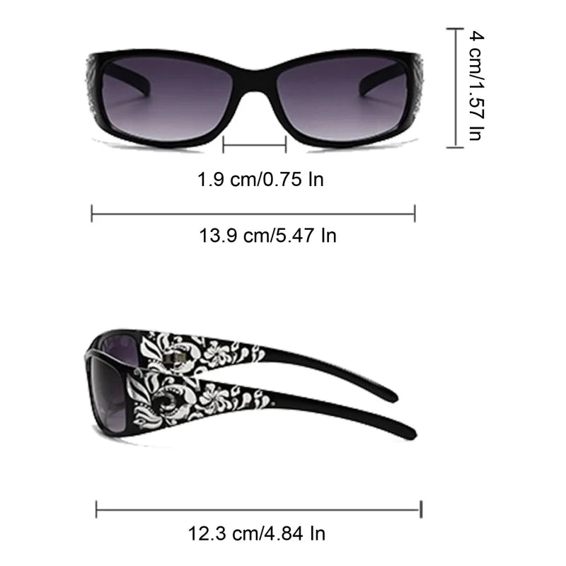 New Printed Diamond Studded Retro Cat Eye Women's Sunglasses Personalized And Trendy Outdoor Sun Protection Sunglasses
