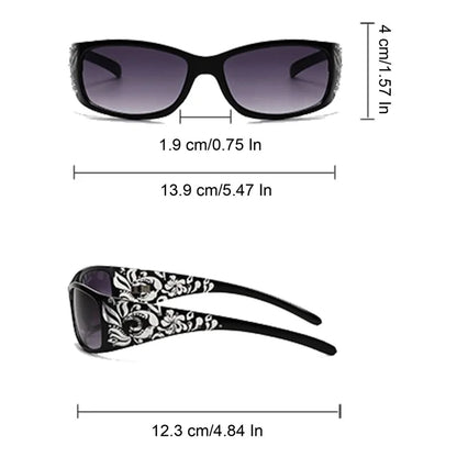 New Printed Diamond Studded Retro Cat Eye Women's Sunglasses Personalized And Trendy Outdoor Sun Protection Sunglasses