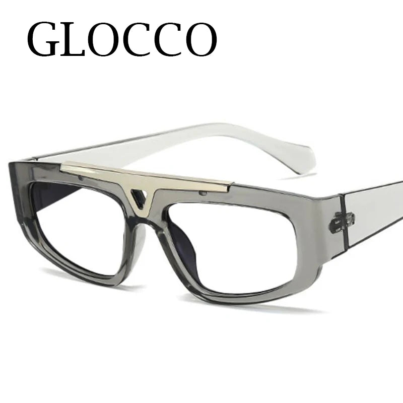 Brand Square Blue Light Blocking Men Reading Glasses Fashion Yellow Small Frame Double Bridge Hollowing Out Prescription Glasses