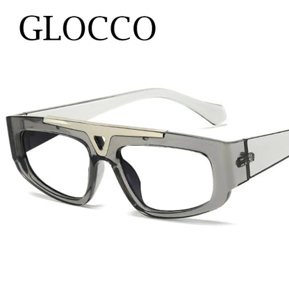 Brand Square Blue Light Blocking Men Reading Glasses Fashion Yellow Small Frame Double Bridge Hollowing Out Prescription Glasses