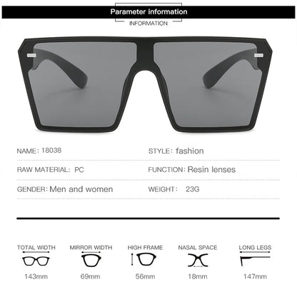 Oversized Square Sunglasses Women 2024 Luxury Brand Fashion Flat Top Red Black Clear Lens Men Fishing Shade Mirror UV400