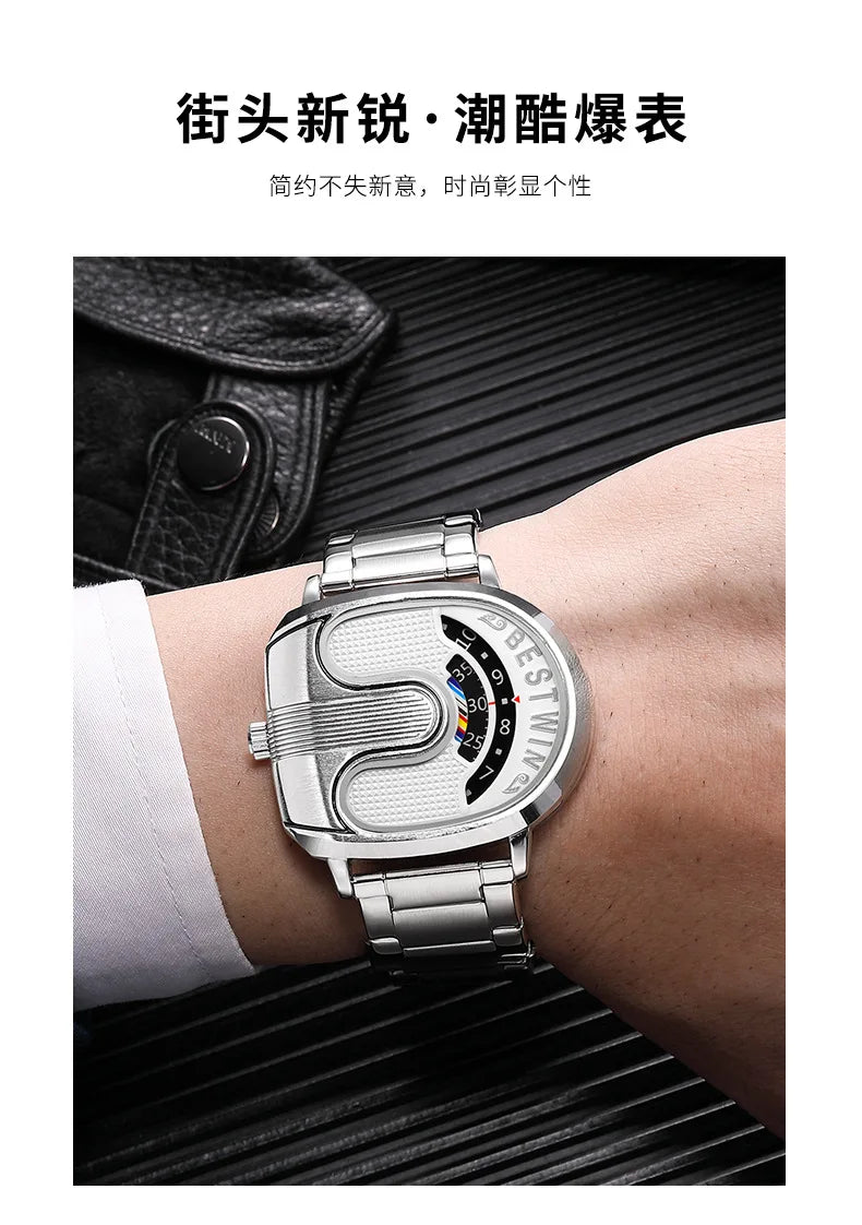 Gold Top Brand Luxury Men Watches Unique Design Stainless Steel Band Golden Dropship relogio masculino High Quality Male