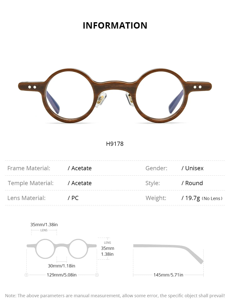 FONEX HEPIDEM Acetate Eyeglasses Frame Men 2025 New Small Round Brand Design Glasses Women Retro Vintage Eyewear Spectacles 9341