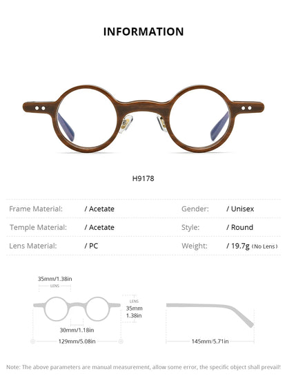 FONEX HEPIDEM Acetate Eyeglasses Frame Men 2025 New Small Round Brand Design Glasses Women Retro Vintage Eyewear Spectacles 9341