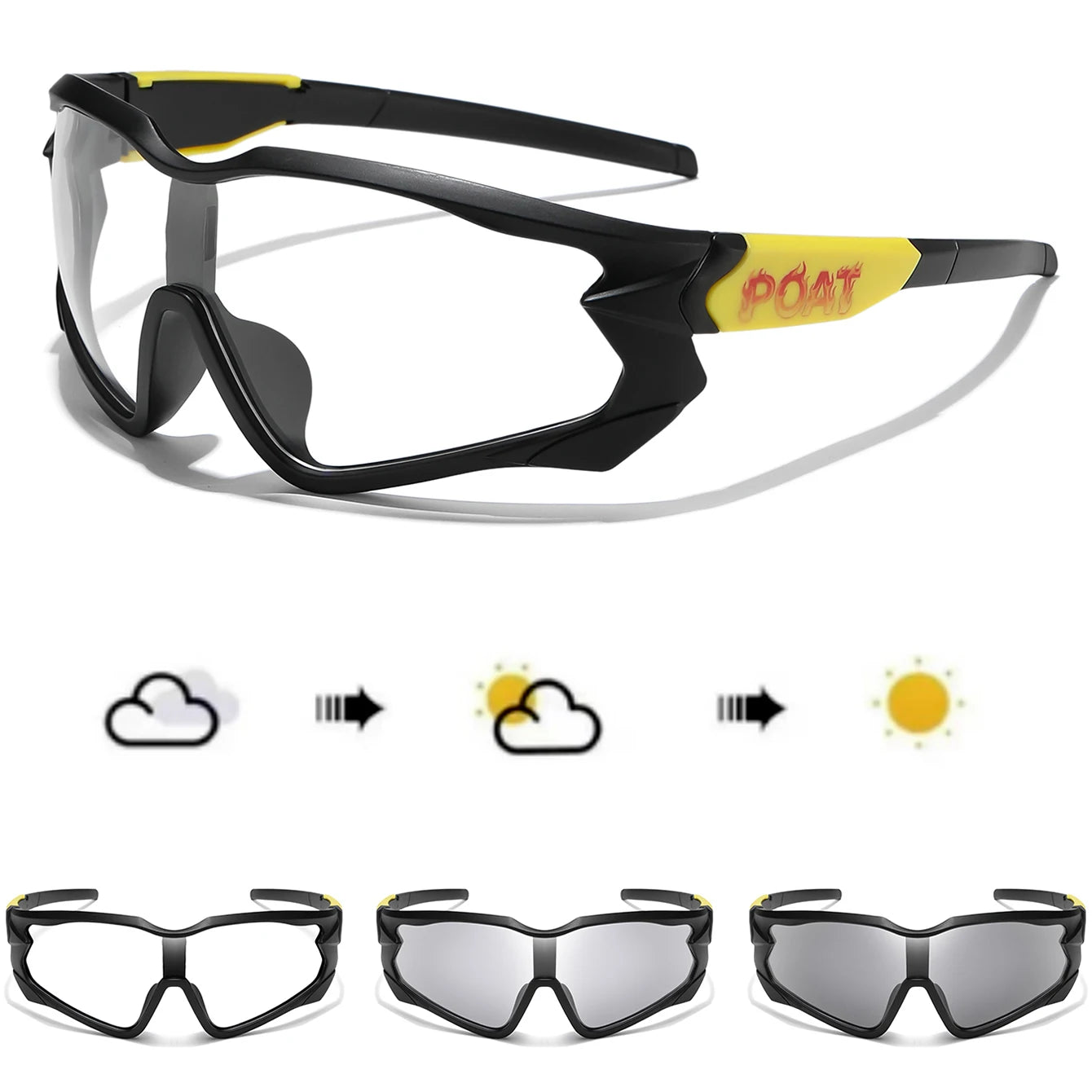 POAT Brand Photochromic Eyewear for Men Women MTB Bike Bicycle Cycling Fishing Running Glasses New Style Sunglasses Sports
