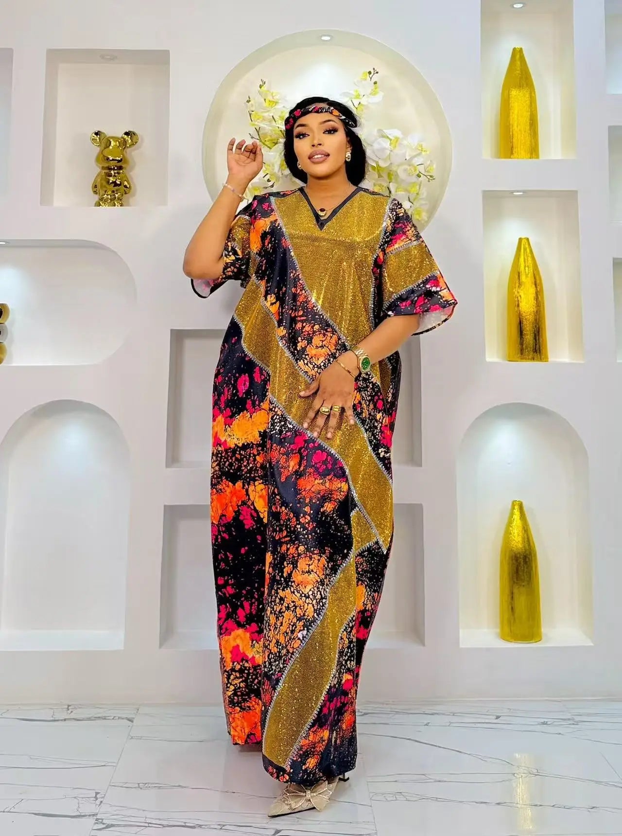 2025 new arrivals loose women/lady summer maxi dress long print short sleeve ankara african style