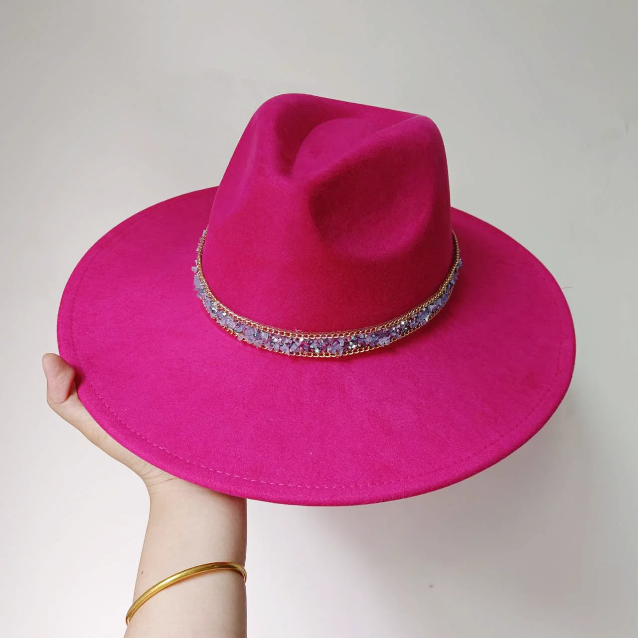 Women's suede 10cm wide Brim Fedora hat Men's autumn and winter felt jazz hat Classic suede Fedora Sombrero