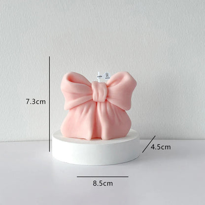 3D Bowknot Three-Dimensional Aroma Candle DIY Bow Aromatherapy Scented Candles Wedding Valentine's Day Gift Home Desktop Decor