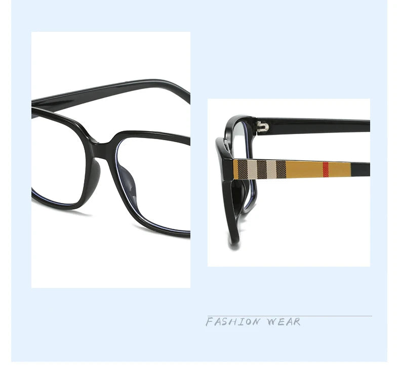 Brand Designer Retro Square Anti Blue Light Reading Glasses Women Men  Stripe Female Eyeglasses Computer Presbyopia Eyeglasse