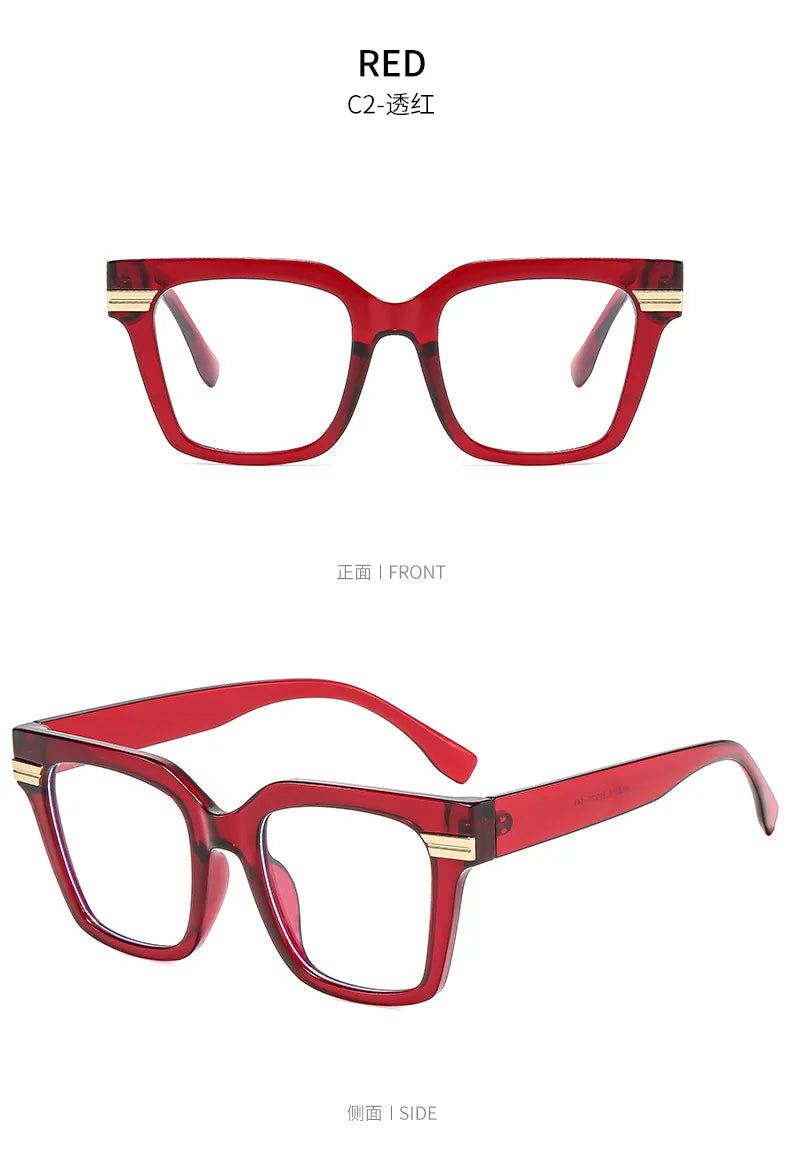 Oversized Square Reading Glasses Women Men Blue Light Protection Prescription Eyeglass Thick Frame Transparent Computer Eyewear