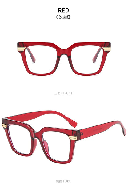 Oversized Square Reading Glasses Women Men Blue Light Protection Prescription Eyeglass Thick Frame Transparent Computer Eyewear