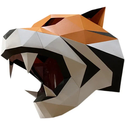 Animal Mask Paper Model,3D Papercraft Art, Origami Costume Party Cos,Handmade DIY Craft, Pre-cut, Wolf, Tiger, RTY328