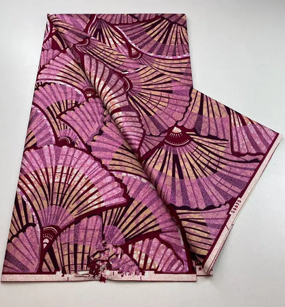 100%Certified Grand Super African Wax Nigerian GlitterGlam Gold Embellished Ankara Wax Printed Fabric Real Original For Sewing