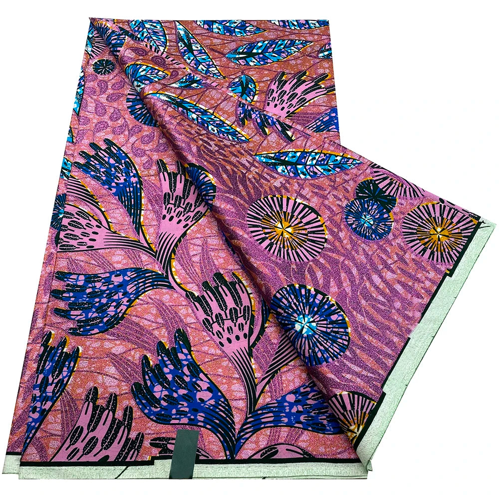 African Wax Prints Fabric Golden Wax Fabric High Quality Ankara Fabric for Party Dress New Grand Super 100% Cotton Y15, 6Yards