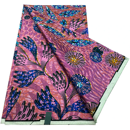 African Wax Prints Fabric Golden Wax Fabric High Quality Ankara Fabric for Party Dress New Grand Super 100% Cotton Y15, 6Yards
