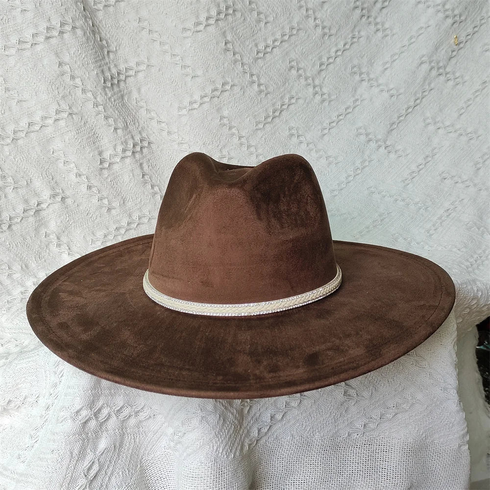 Colorful Suede Wide Brim Felt Fedoras Women's Hat Men's Church Jazz Hat Denim Hat Panama шляпа женская летняя 2024