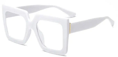 Farsightedness Glasses Transparent Computer Anti Blue Light Reading Glasses Men Women Two Tone Big Square Eyeglasses Frame Retro