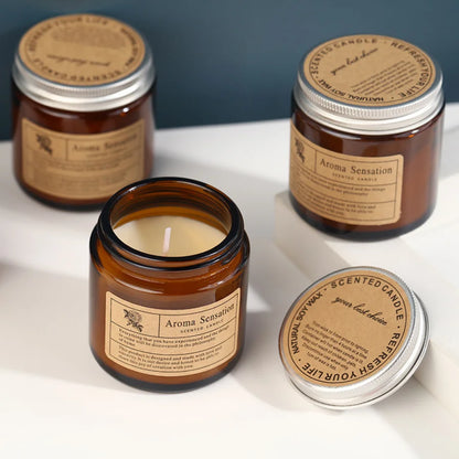 1pc Brown Glass Cup Aromatherapy Candle Smokeless scented candle Suitable for Home Decoration Birthday Valentine's Day Gift