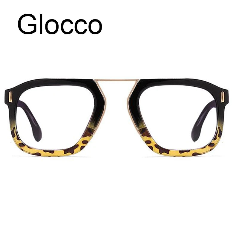 Fashion Reading Glasses Women Rivets Black Leopard Oversized Square Glasses Frame Anti Blue Light Far Sight Presbyopia Eyewear