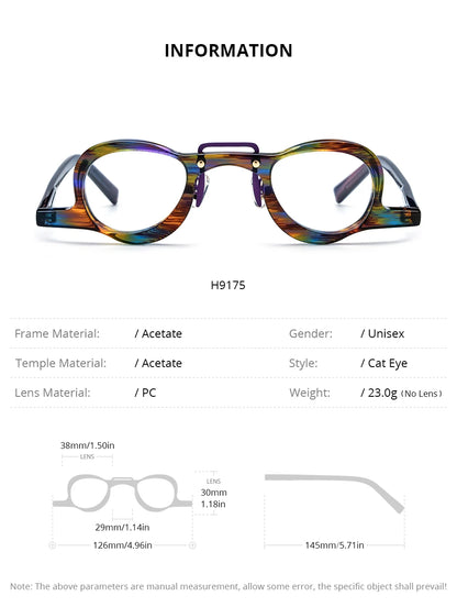 FONEX HEPIDEM Acetate Eyeglasses Frame Men 2025 New Small Round Brand Design Glasses Women Retro Vintage Eyewear Spectacles 9341
