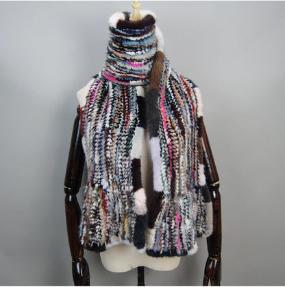 2024 Lady Luxury Authentic Mink Fur Shawl Scarf Winter 100%Natural Mink Fur Real Scarf Shawl Fashion Genuine Mink Fur Ponchos