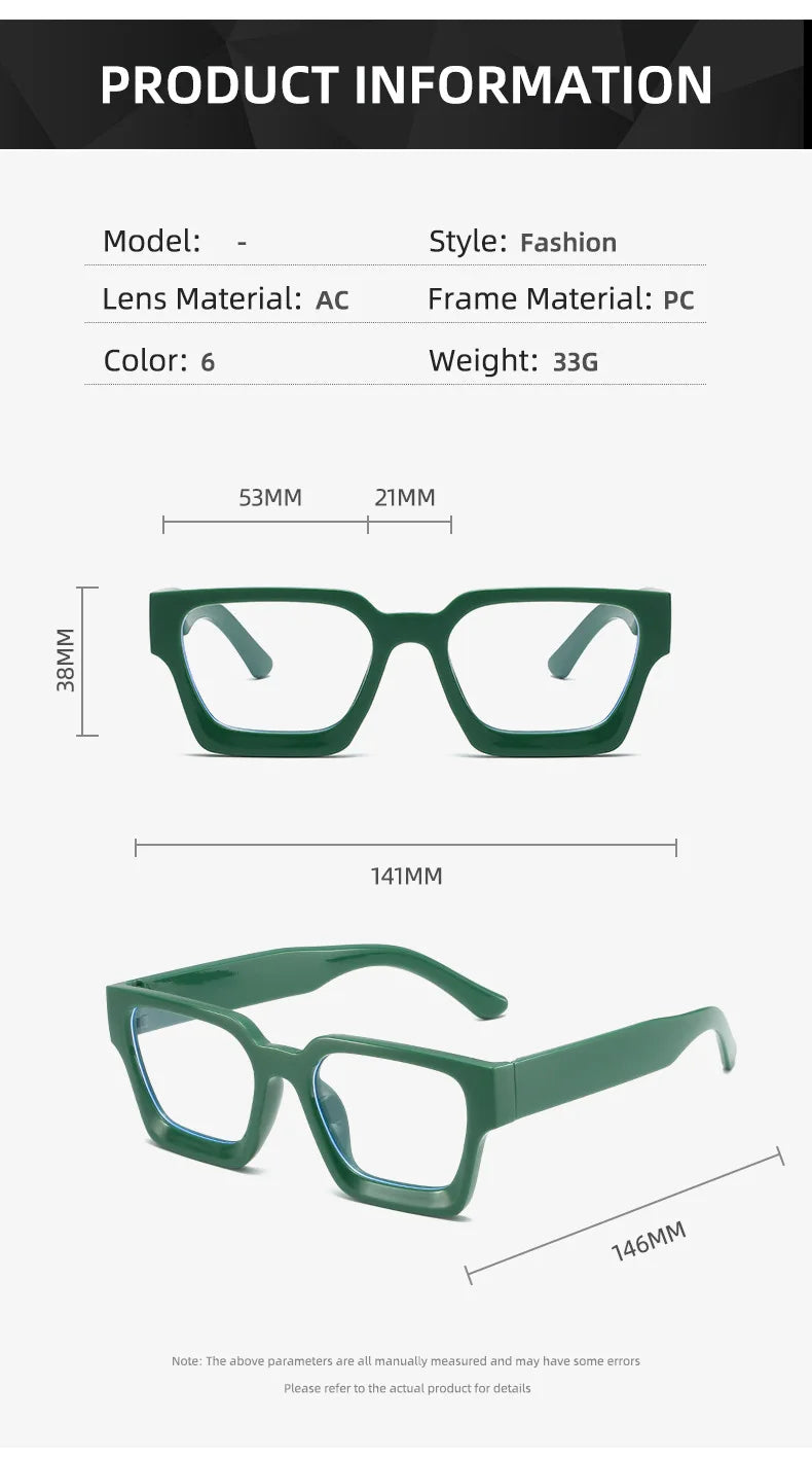 New Transparent Computer Glasses Frame Women Men Anti Blue Light Square Eyewear Blocking Glasses Optical Spectacle Eyeglass ﻿