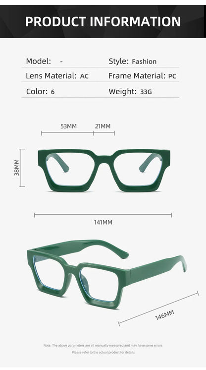 New Transparent Computer Glasses Frame Women Men Anti Blue Light Square Eyewear Blocking Glasses Optical Spectacle Eyeglass ﻿