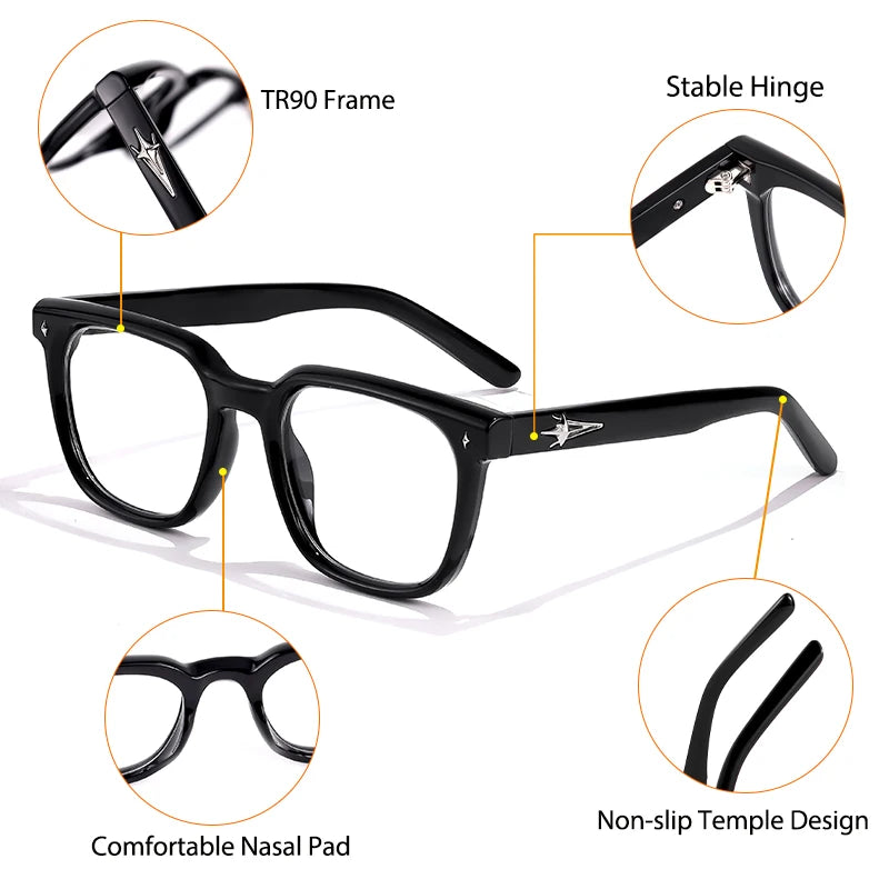 CATERSIDE Anti Blue Light Glasses Men Brand Design TR90 Square Frames Eyewear Women Business Minimalist Fashion Transparent Lens
