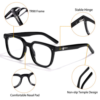 CATERSIDE Anti Blue Light Glasses Men Brand Design TR90 Square Frames Eyewear Women Business Minimalist Fashion Transparent Lens