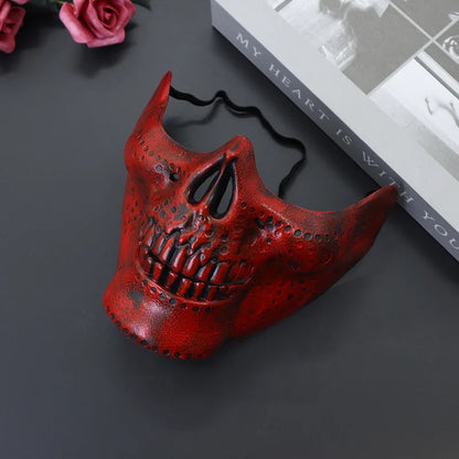 1pcs Skeleton Demon Mask Realistic Half Face Warrior Mask Halloween Cosplay Skull Costume Performance Props Accessories Tools