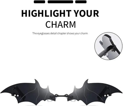 1-36Pcs Bat Sunglasses Rimless Goth Glasses for Women Men Halloween Party Glasses Trendy Eyewear Novelty Cosplay Party Eyewear
