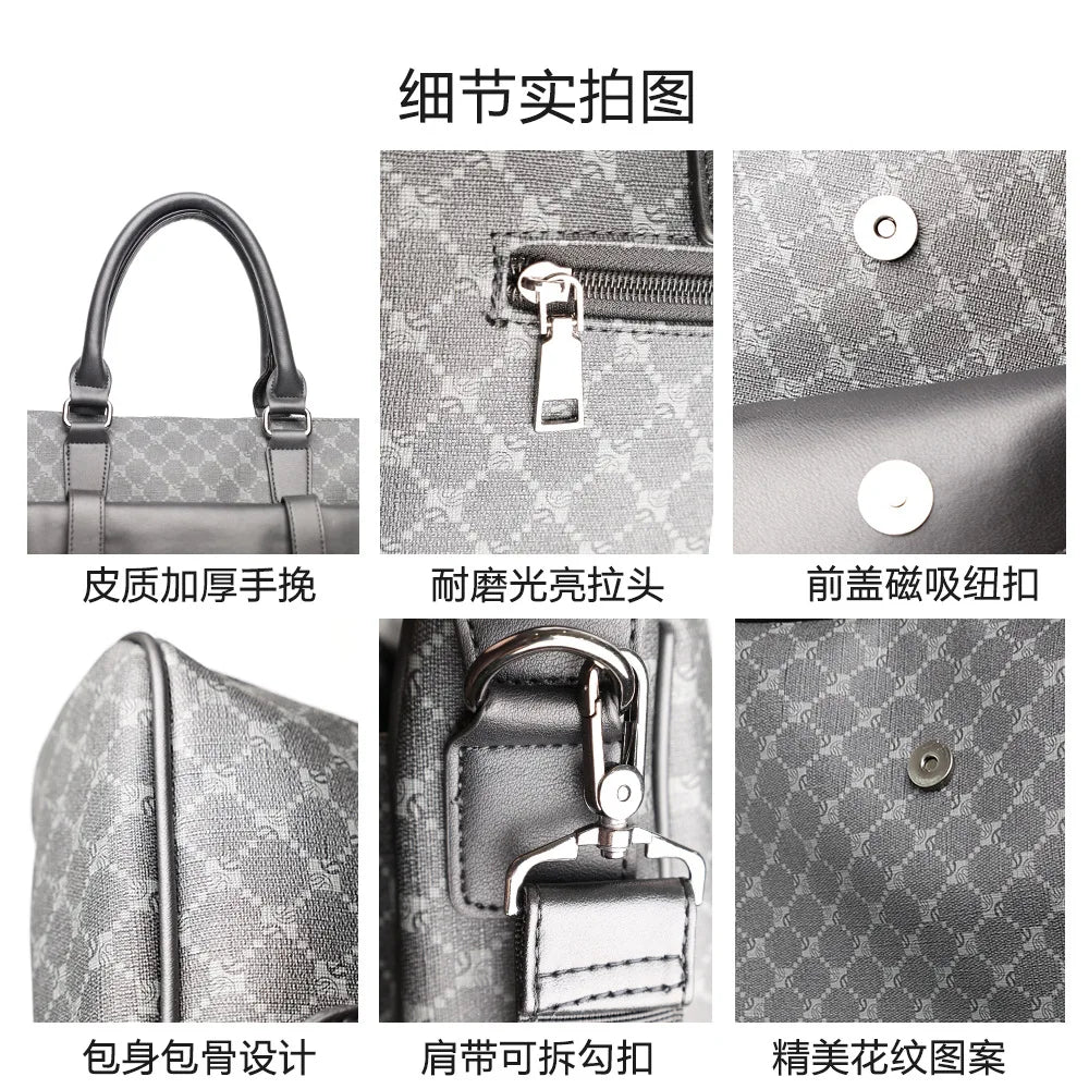 Fashion Black Leather Briefcase Designer Laptop Business Word Handbag for Women Work Bags High Qality Men Shoulder Bag Brand