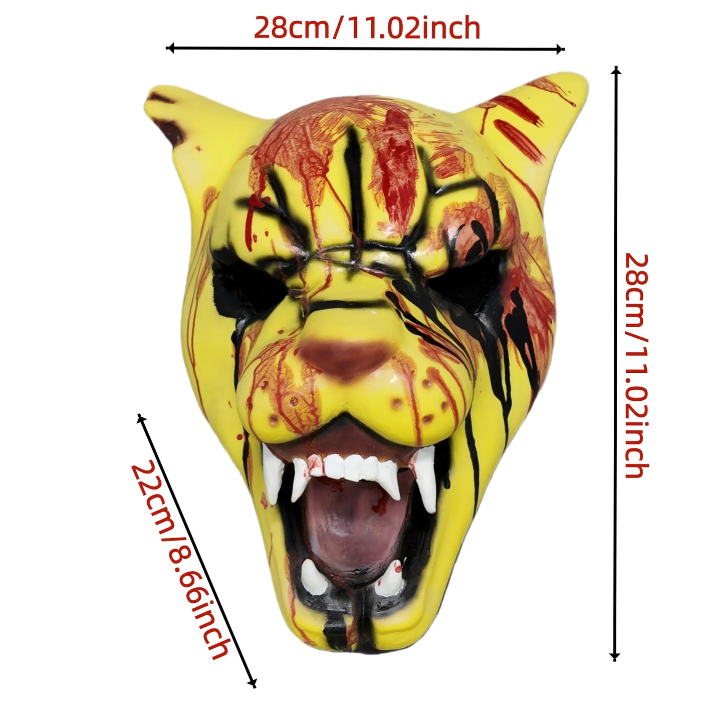 Horror Beast Mask | Bloody Tiger Style Scary Latex Face Mask | Halloween Party Cosplay Costume Prop For Festivals & Night Events