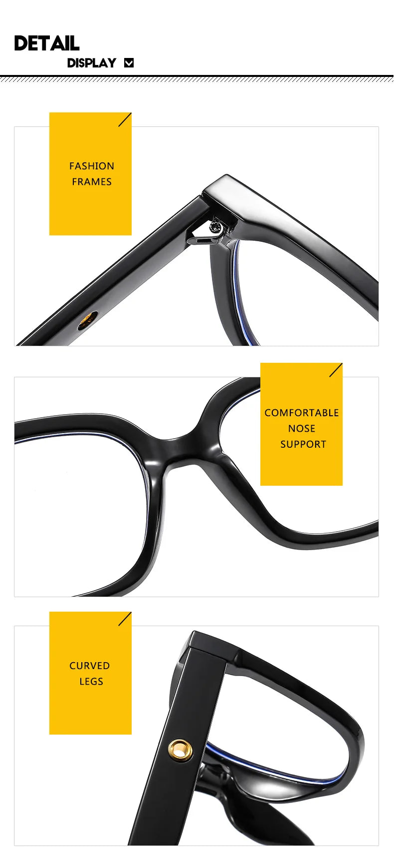 Black Oversized Square Reading Glasses for Women Rivets Retro Presbyopia Eyeglasses Female Transparent Optical Lenses