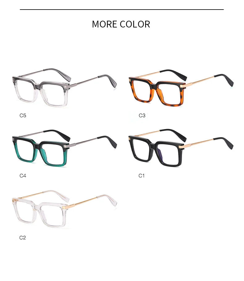 TR90 Men's Square Glasses Metal Frame Anti Blue Light Oversized Reading Glasses New Double Colors Women's Presbyopic Glasses