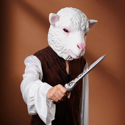Lamb's head cover - Halloween animal mask - suitable for cosplay, carnival - Latex material