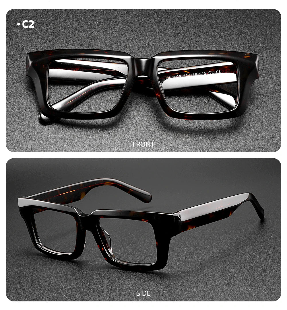 Thicken Acetate Glasses Frame Men Women Vintage Square Myopia Prescription Eyeglasses Frame Reading Glasses Luxury Brand Eyewear