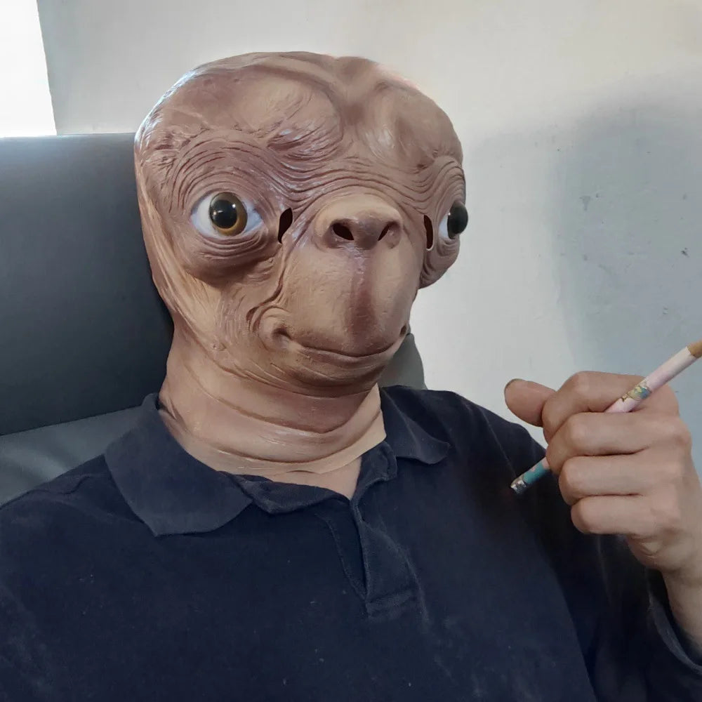 Realistic ET Alien Latex Mask Halloween Carnival Party Movie E.T. the Extra-Terrestrial Cosplay Creepy E.T. Alien Full Head Mask