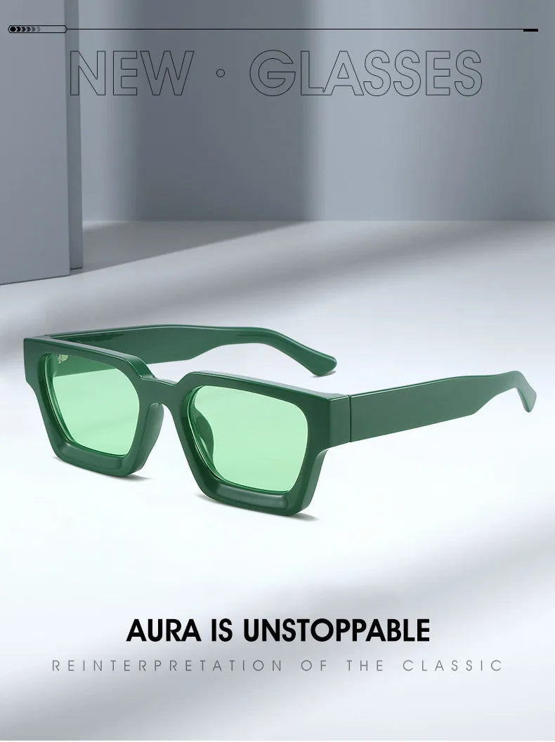 JNPCXI Fashion Square Women Luxury Sunglasses Retro Green Brand Designer Men Trending Sun Glasses Shades UV400