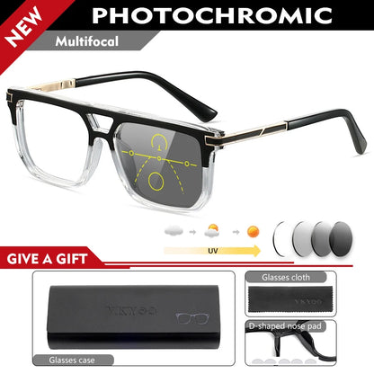 VICKI Mature Man's Double-barreled High-end TR Glasses - Customizable Prescription - Anti-blue Light Glasses Multifocal 84003