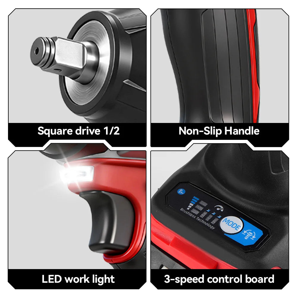 ONEVAN 1800N.M Brushless Electric Impact Wrench 1500W Cordless Handheld Screwdriver Drill Power Tool For Makita 18V Battery Pin