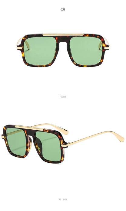 QVQV Brand Design Square Oversized Sunglasses for Women Men Fashion Popular Leopard Champagne Shades UV400 Sun Glasses Trendy