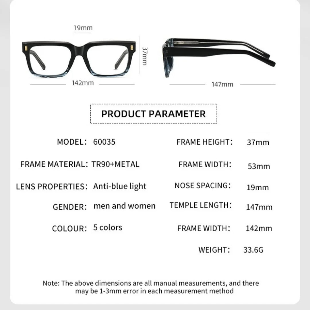 Anti Blue Light Computer Glasses Frame Men Trendy Fashionable Stylish Eyeglasses Classic Spectacles TR90 Eyeglasses for Man